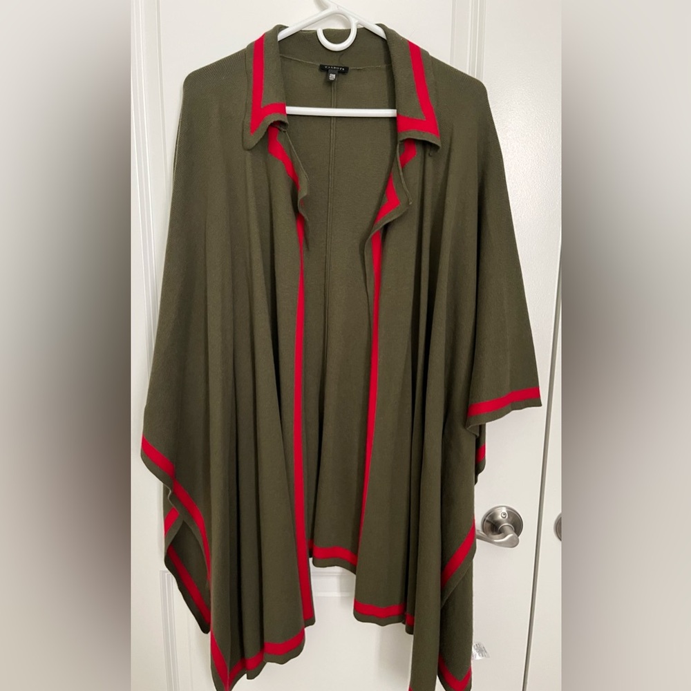 Talbots Olive Knit Cape/Ruana